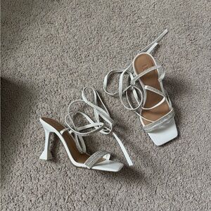 INC International Concepts White Strappy Heels